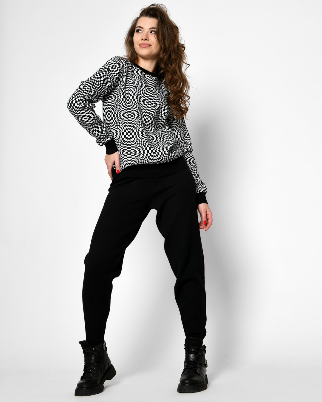 Женский черный костюм с добавлением шерсти 53187 xp-2519 Женский черный костюм с добавлением шерсти 53187 xp-2519